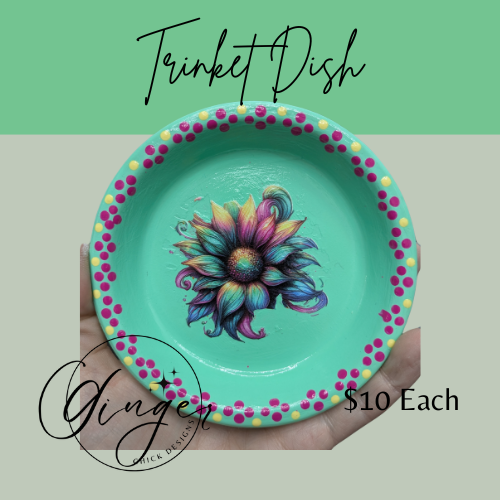 Rainbow Daisy Mixed Media Art Trinket Dish