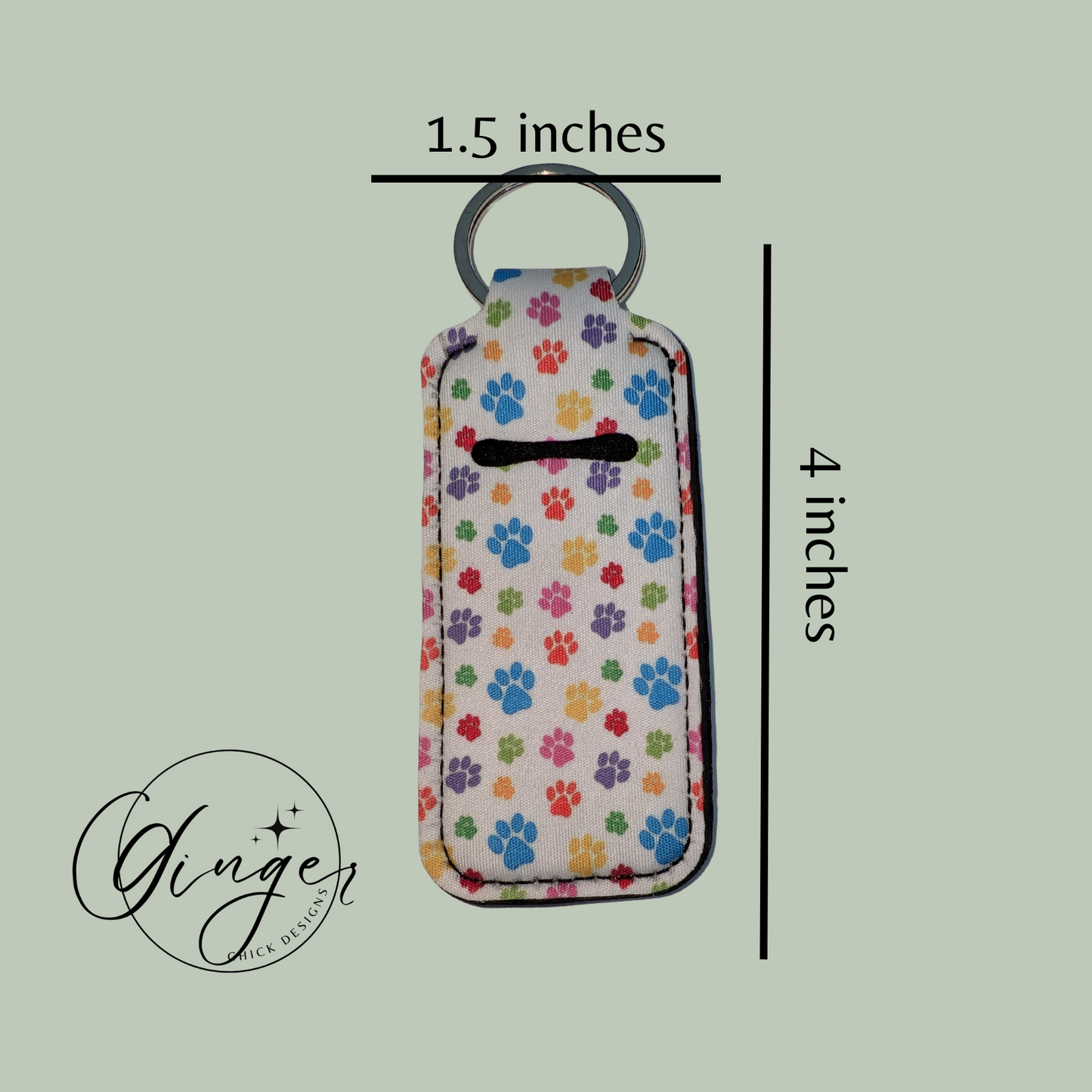 Rainbow Paw Prints Lip Balm Keychain