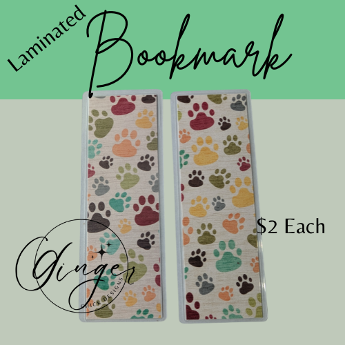 Rainbow Paw Prints Laminated Bookmark