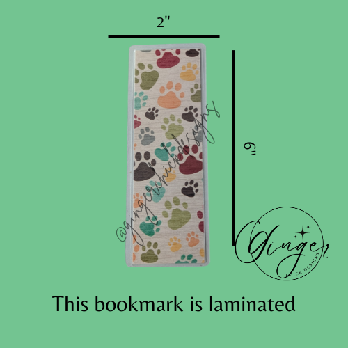 Rainbow Paw Prints Laminated Bookmark