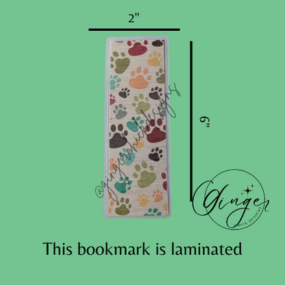 Rainbow Paw Prints Laminated Bookmark