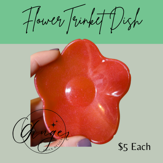 Red Orange Flower Trinket Dish