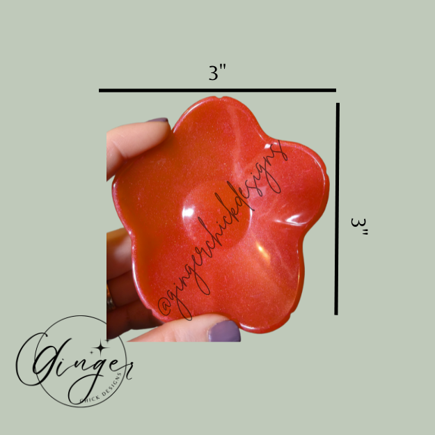 Red Orange Flower Trinket Dish