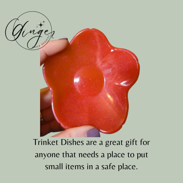 Red Orange Flower Trinket Dish