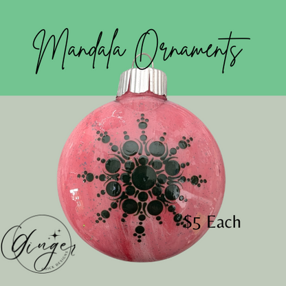 Red and Dark Green Mandala Art Round Disc Ornament
