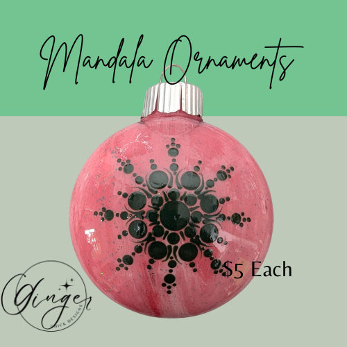 Red and Dark Green Mandala Art Round Disc Ornament