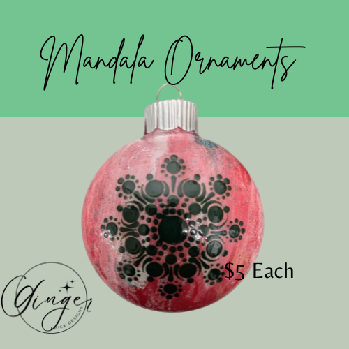 Red and Green Mandala Art Round Disc Ornament