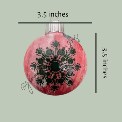 Red and Green Mandala Art Round Disc Ornament