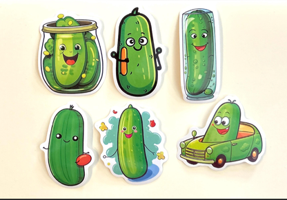 Pickle Stickers – Mystery Set of 6 for $2 🥒✨