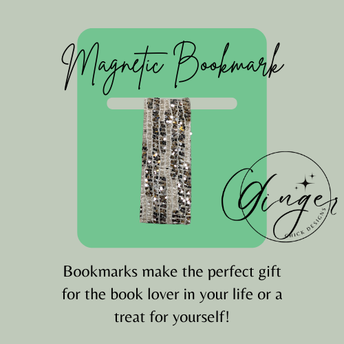 Silver Sequin Leather Magnetic Bookmark