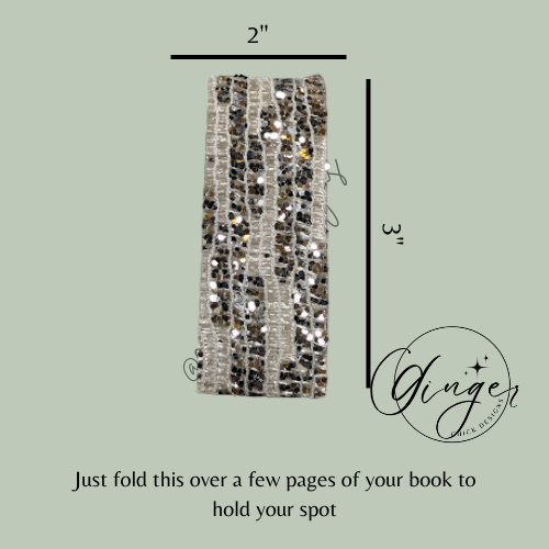 Silver Sequin Leather Magnetic Bookmark