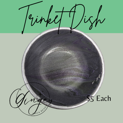 Silver & Purple Paint Pour Trinket Dish