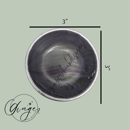 Silver & Purple Paint Pour Trinket Dish
