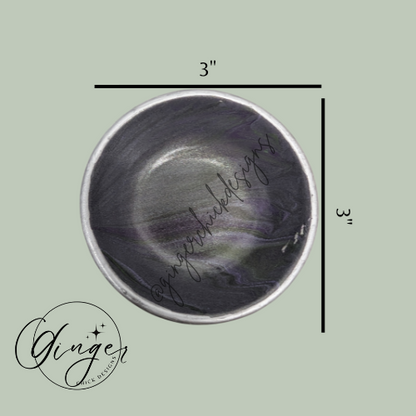Silver & Purple Paint Pour Trinket Dish