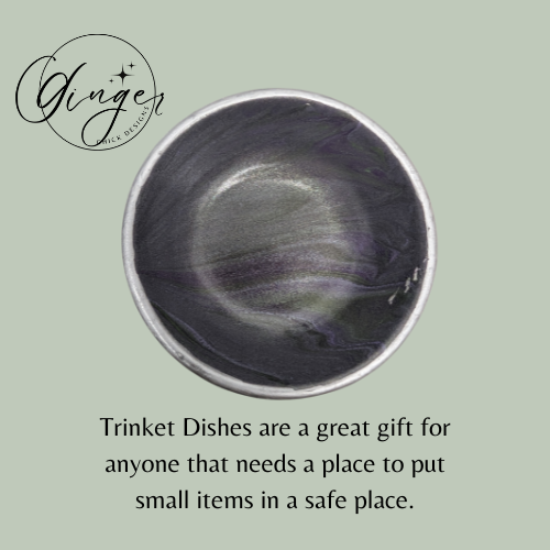 Silver & Purple Paint Pour Trinket Dish