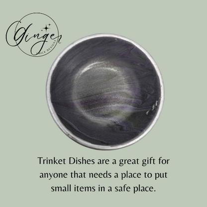Silver & Purple Paint Pour Trinket Dish