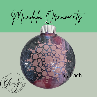 Silver and Pink Mandala Art Round Disc Ornament
