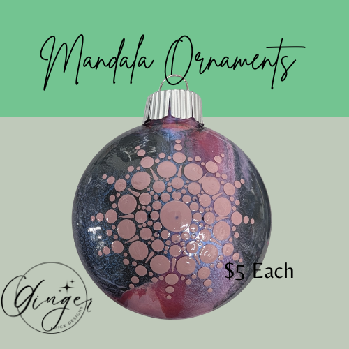 Silver and Pink Mandala Art Round Disc Ornament