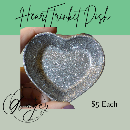 Silver Glitter Heart Trinket Dish