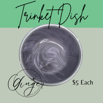 Silver Swirl Paint Pour Trinket Dish