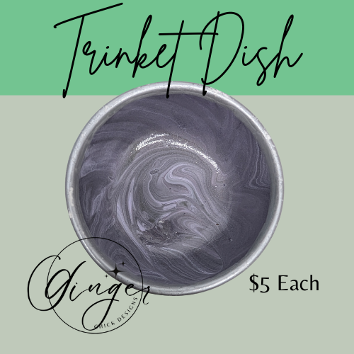 Silver Swirl Paint Pour Trinket Dish