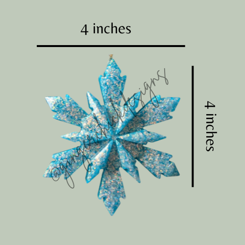 Blue Silver Flake Resin Snowflake Ornament