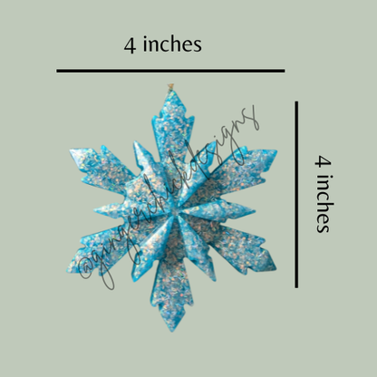 Blue Silver Flake Resin Snowflake Ornament