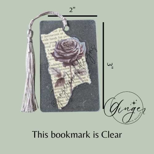 Single Black Rose Dictionary Acrylic Bookmark