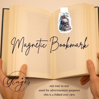 Skull on Books Magnetic Bookmark