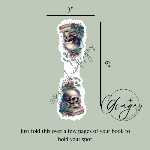 Skull on Books Magnetic Bookmark
