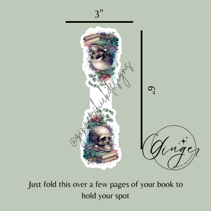 Skull on Books Magnetic Bookmark