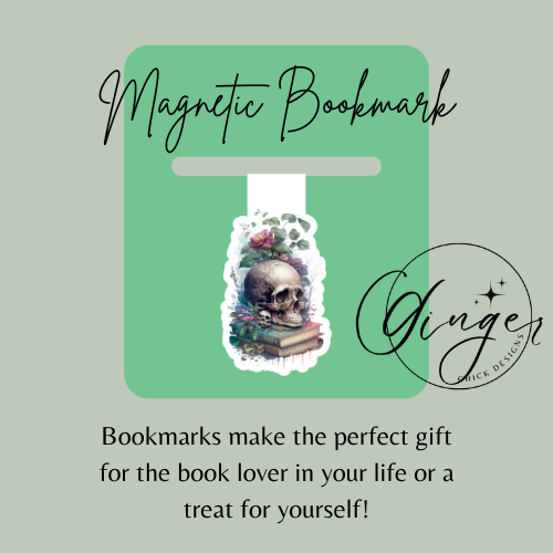 Skull on Books Magnetic Bookmark