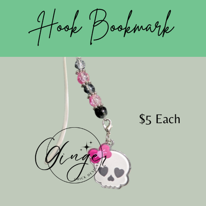 Skull with Pink Bow Hook Bookmark-Limited Edition