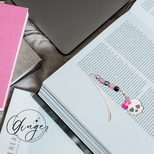 Skull with Pink Bow Hook Bookmark-Limited Edition