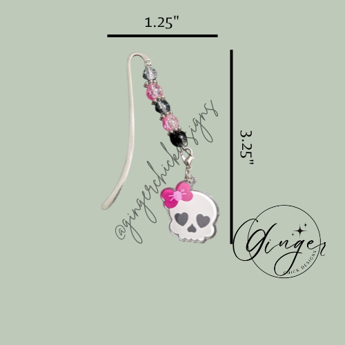 Skull with Pink Bow Hook Bookmark-Limited Edition