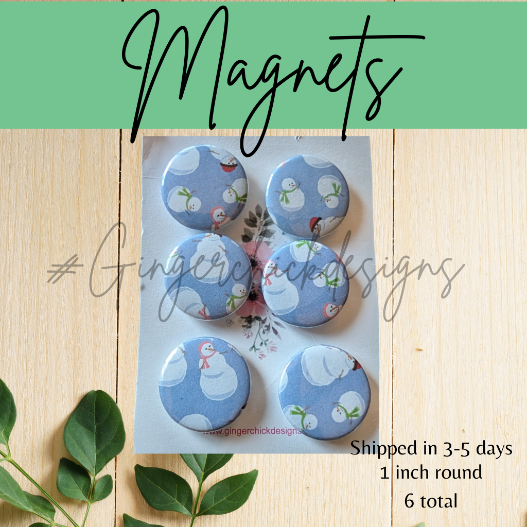 Snowmen Button Magnets