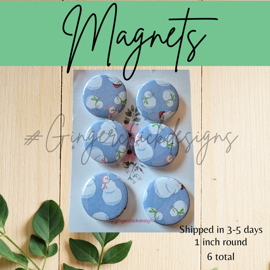 Snowmen Button Magnets