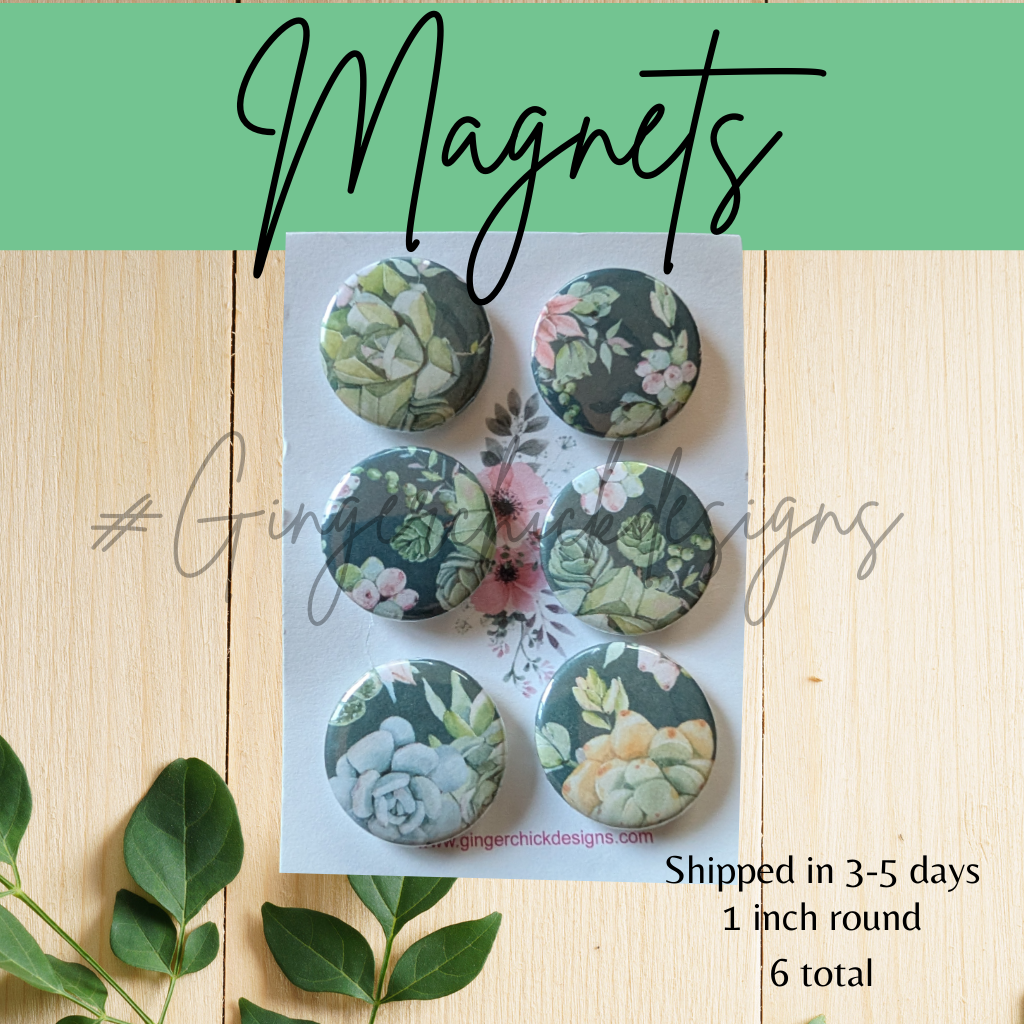 Succulents Button Magnets