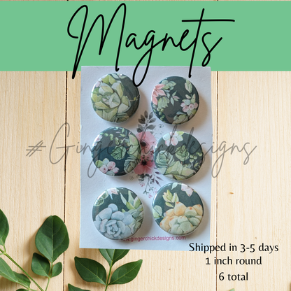 Succulents Button Magnets