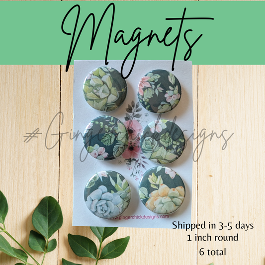 Succulents Button Magnets
