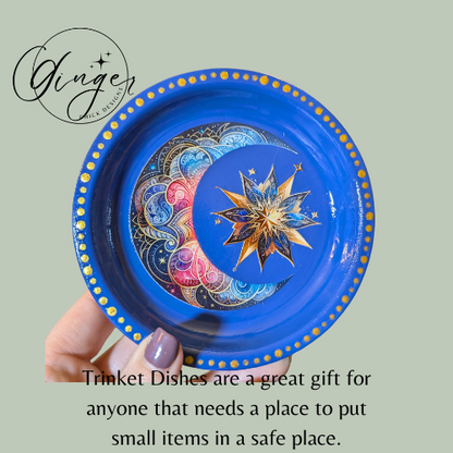 Moon & Star Mixed Media Art Trinket Dish