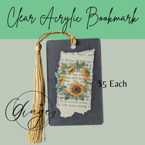 Sunflower Wreath Dictionary Acrylic Bookmark