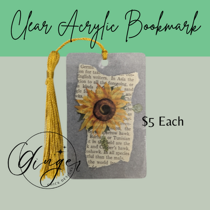 Sunflower Dictionary Acrylic Bookmark