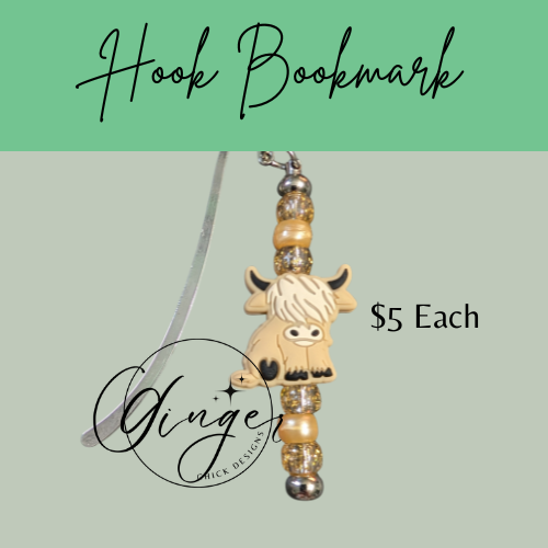 Tan Highland Cow Hook Bookmark