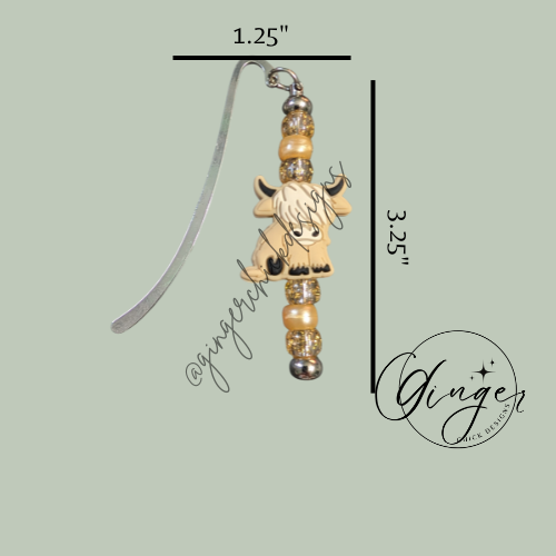 Tan Highland Cow Hook Bookmark