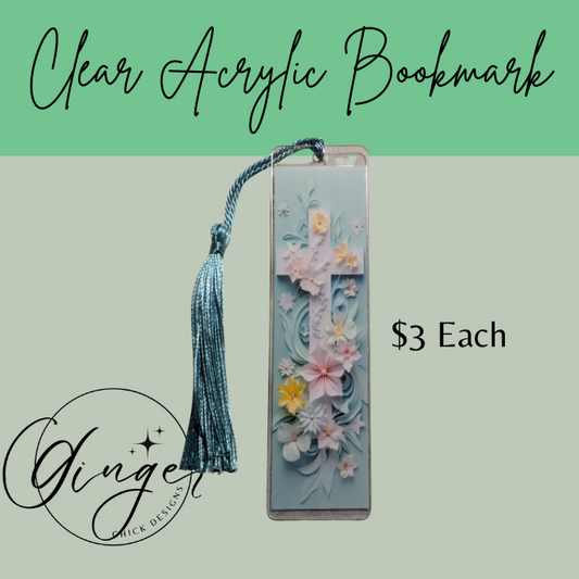 Teal Cross Acrylic Bookmarks