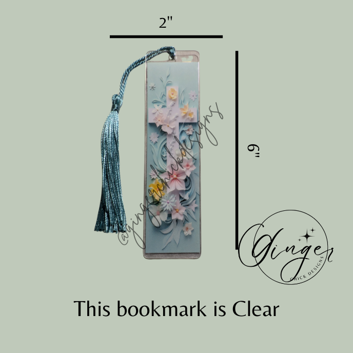 Teal Cross Acrylic Bookmarks
