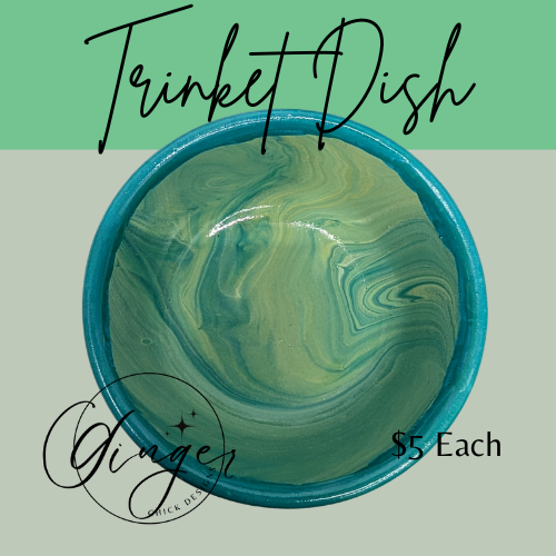 Tropical Sea Paint Pour Trinket Dish