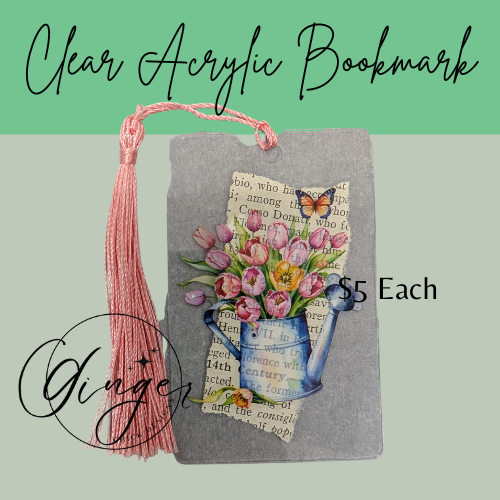 Tulip Watering Can Dictionary Acrylic Bookmark