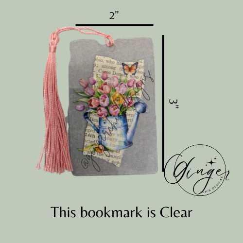 Tulip Watering Can Dictionary Acrylic Bookmark